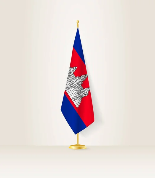 Kambodscha Flagge Auf Einem Fahnenständer — Stockvektor
