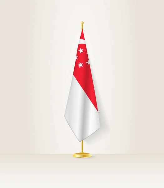Singapur Flagge Auf Einem Fahnenständer — Stockvektor