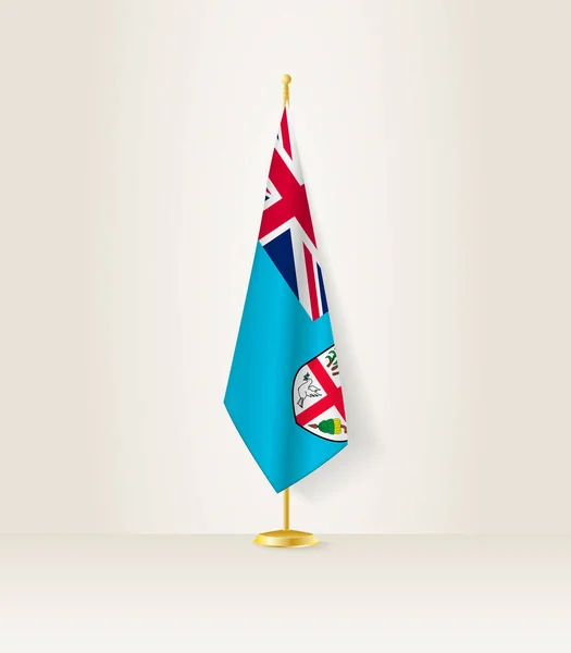 Fiji Vlag Een Vlaggenstandaard — Stockvector