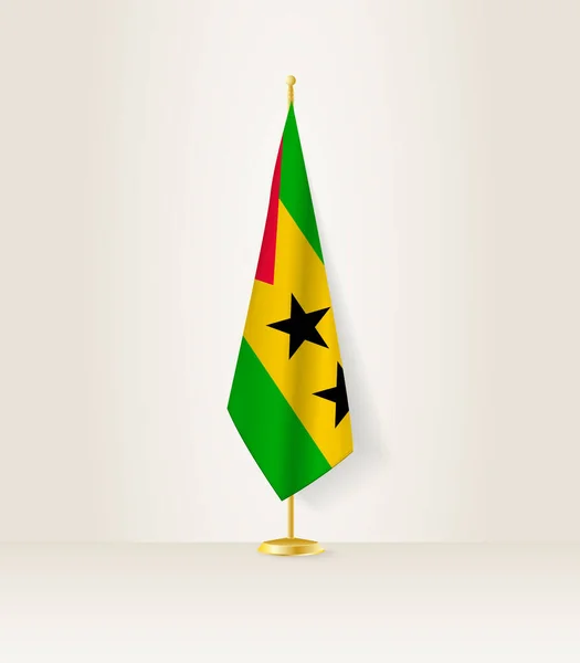 Sao Tome Flaga Principe Drzewie Flagowym — Wektor stockowy