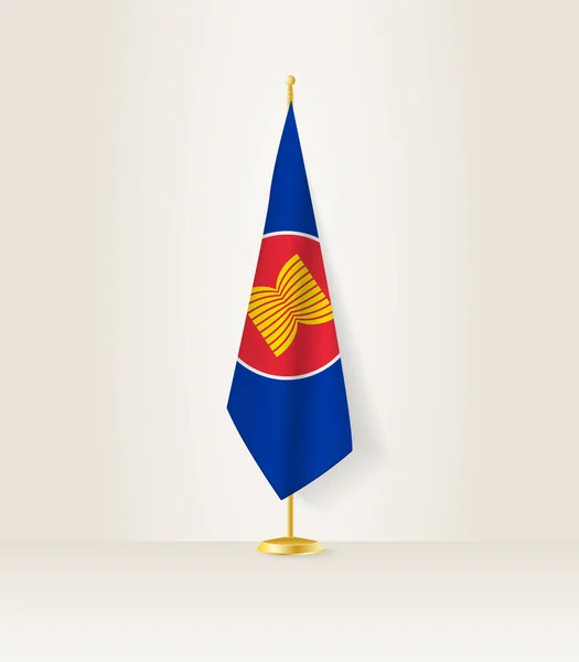 Asean Flagge Auf Einem Fahnenständer — Stockvektor