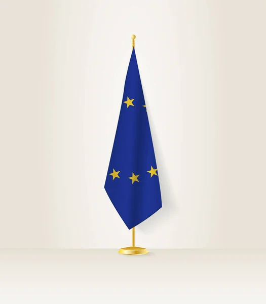 Europeiska Unionens Flagga Ett Flaggställ — Stock vektor