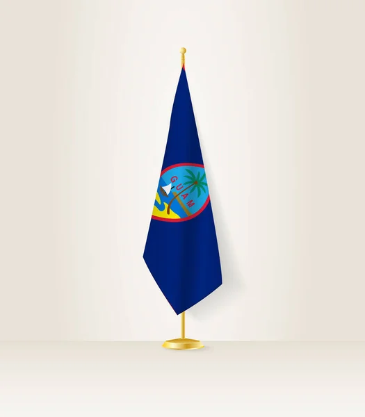 Guam Zászló Zászlóállványon — Stock Vector