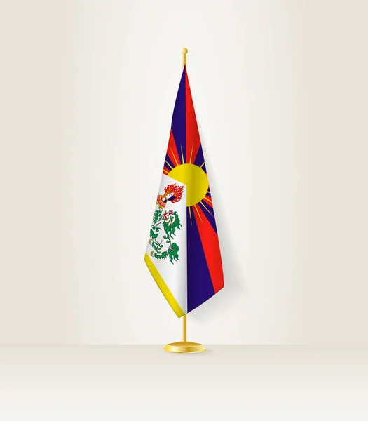 Tibet Flagge Auf Einem Fahnenständer — Stockvektor