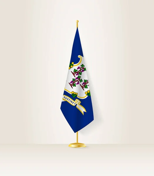 Connecticut Vlag Een Vlaggenstandaard — Stockvector