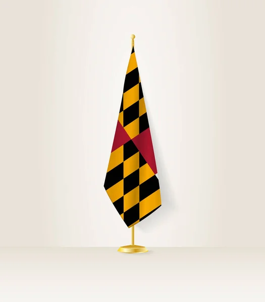 Maryland Bayrağı Bayrak Standında — Stok Vektör