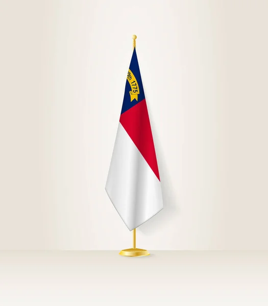 Bandiera Della Carolina Del Nord Supporto Bandiera — Vettoriale Stock