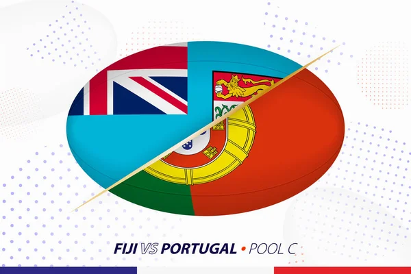 Partido Rugby Entre Fiji Portugal Concepto Para Torneo Rugby — Vector de stock