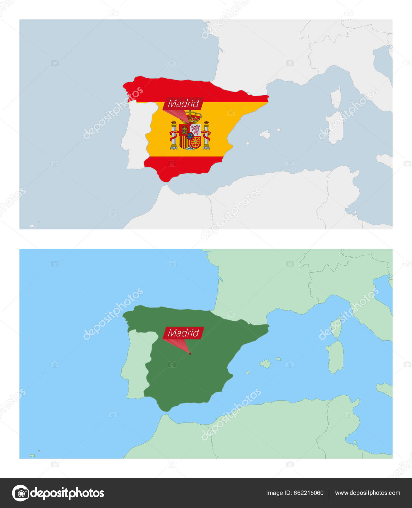 Espanha Mapa Com Pino Capital País Dois Tipos Mapa Espanha imagem
