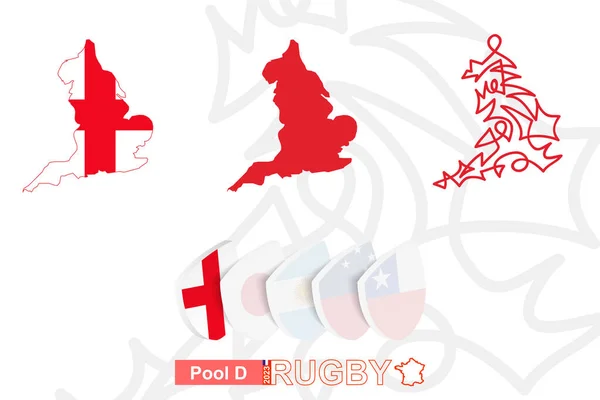 Cartes Angleterre Trois Versions Pour Championnat International Rugby — Image vectorielle