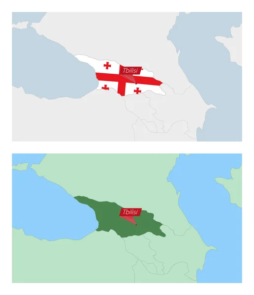 Carte Géorgie Avec Broche Capitale Pays Deux Types Carte Géorgie — Image vectorielle