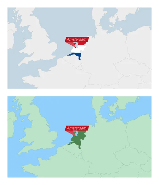 Países Bajos Mapa Con Pin Capital Del País Dos Tipos — Vector de stock