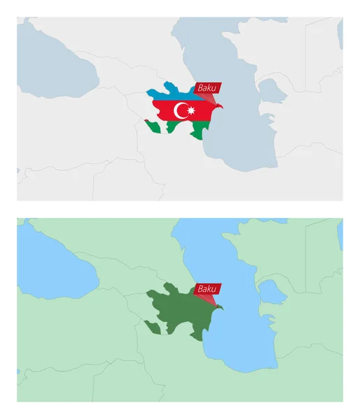 Carte Azerbaïdjan Avec Épinglette Capitale Pays Deux Types Carte Azerbaïdjan — Image vectorielle
