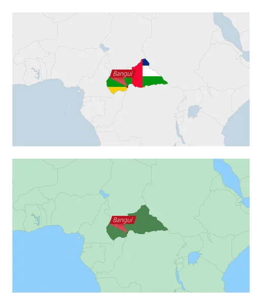 República Centroafricana Mapa Con Pin Capital Del País Dos Tipos — Archivo Imágenes Vectoriales