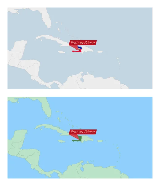 Χάρτης Αϊτή Pin Της Πρωτεύουσας Της Χώρας Δύο Τύποι Του — Διανυσματικό Αρχείο