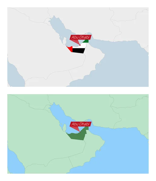 Карта Объединенных Арабских Эмиратов Значком Столицы Страны Два Типа Карт — стоковый вектор