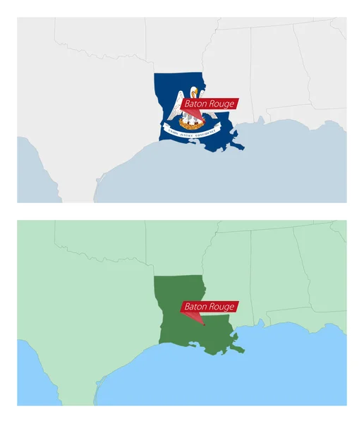 Louisiana Karte Mit Der Hauptstadt Des Landes Zwei Arten Von — Stockvektor