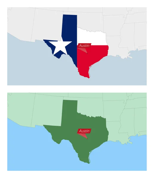 자본의 텍사스 나라들 텍사스 지도의 — 스톡 벡터