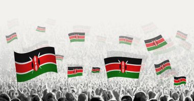 Abstract crowd with flag of Kenya. Peoples protest, revolution, strike and demonstration with flag of Kenya. clipart