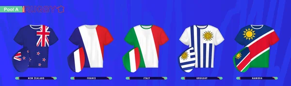 Rugby Jerseys Com Bandeira Piscina Ilustração Vetorial — Vetor de Stock
