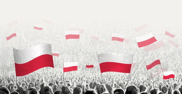 Multitud Abstracta Con Bandera Polonia Protesta Popular Revolución Huelga Manifestación — Archivo Imágenes Vectoriales