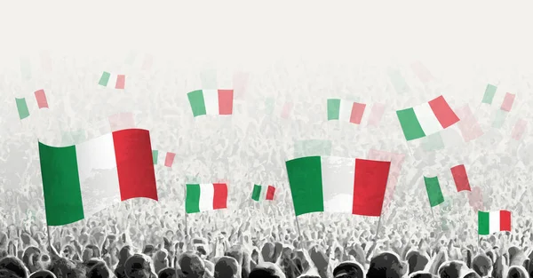 Абстрактний Натовп Прапором Італії Народ Протестує Революція Страйк Демонстрація Прапором — стоковий вектор