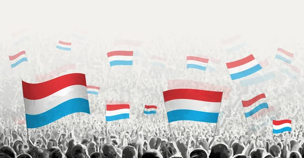 Абстрактний Натовп Прапором Люксембургу Народ Протестує Революція Страйк Демонстрація Прапором — стоковий вектор