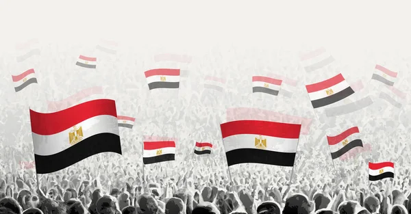 Multidão Abstrata Com Bandeira Egito Povos Protestar Revolução Greve Manifestação — Vetor de Stock