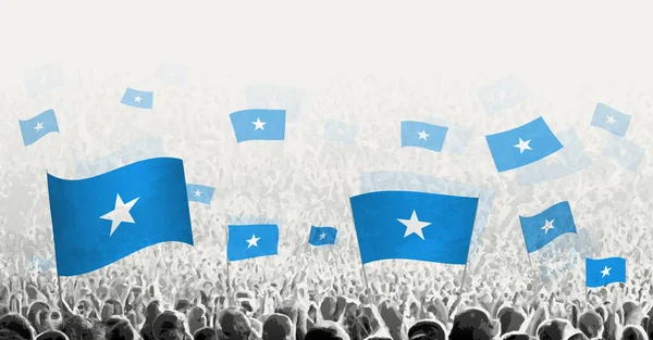 Абстрактная Толпа Флагом Сомали Народный Протест Революция Забастовка Демонстрация Флагом — стоковый вектор