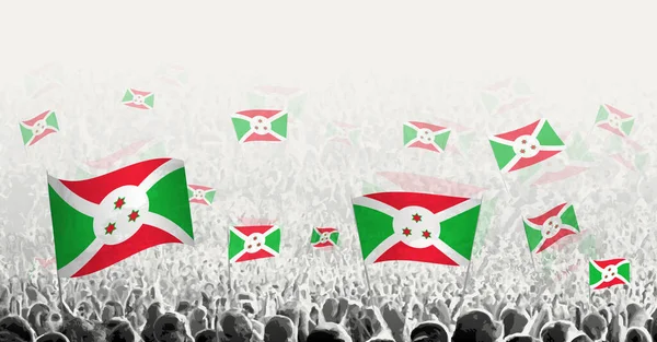 Абстрактная Толпа Флагом Бурунди Народный Протест Революция Забастовка Демонстрация Флагом — стоковый вектор