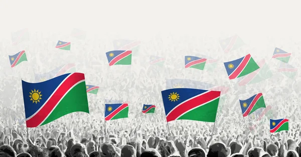 Multitud Abstracta Con Bandera Namibia Protesta Popular Revolución Huelga Manifestación — Archivo Imágenes Vectoriales