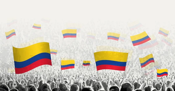 Multidão Abstrata Com Bandeira Colômbia Protesto Dos Povos Revolução Greve —  Vetores de Stock
