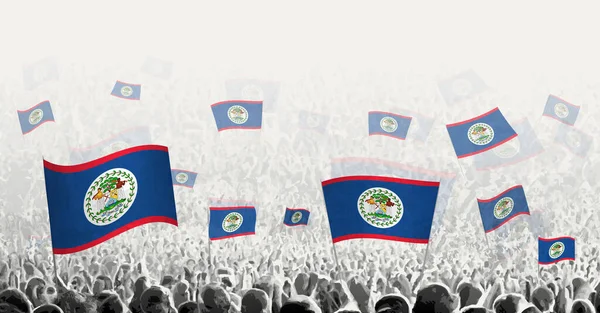 Abstract Crowd Flag Belize Peoples Protest Revolution Strike Demonstration Flag — Stock Vector