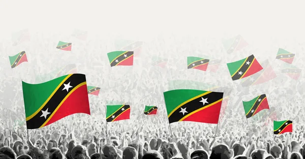 Folla Astratta Con Bandiera Saint Kitts Nevis Protesta Popolare Rivoluzione — Vettoriale Stock