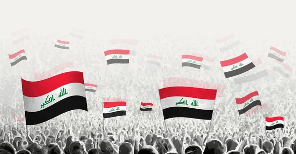 Una Folla Astratta Con Bandiera Dell Iraq Protesta Popolare Rivoluzione — Vettoriale Stock