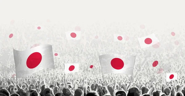 Abstrakte Menschenmenge Mit Der Flagge Japans Volksprotest Revolution Streik Und — Stockvektor