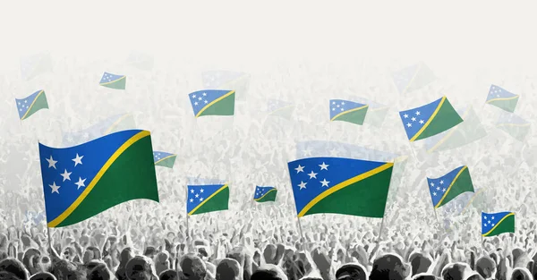 Αφηρημένο Πλήθος Σημαία Νήσων Σολομώντος Λαϊκή Διαμαρτυρία Επανάσταση Απεργία Και — Διανυσματικό Αρχείο