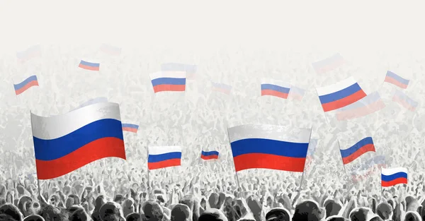 Абстрактная Толпа Флагом России Народный Протест Революция Забастовка Демонстрация Флагом — стоковый вектор