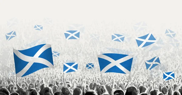 Multidão Abstrata Com Bandeira Escócia Protesto Dos Povos Revolução Greve —  Vetores de Stock