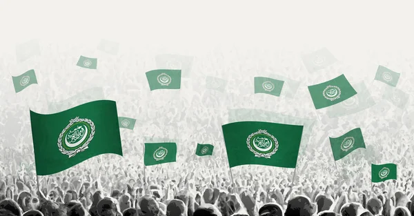 Абстрактная Толпа Флагом Лиги Арабских Государств Народный Протест Революция Забастовка — стоковый вектор
