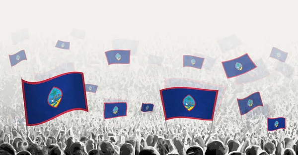 Абстрактная Толпа Флагом Гуама Народный Протест Революция Забастовка Демонстрация Флагом — стоковый вектор