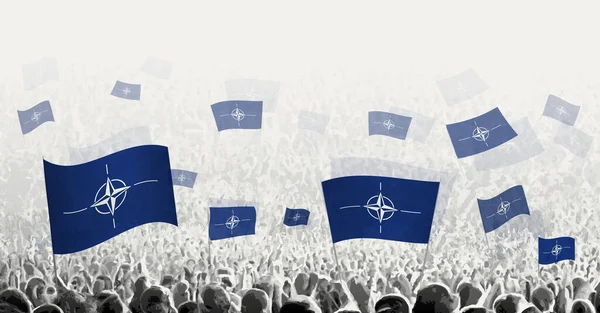 Absztrakt Tömeg Nato Zászlóval Népek Tiltakoznak Forradalom Sztrájk Demonstráció Zászlóval — Stock Vector