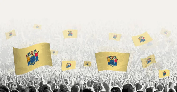 Абстрактная Толпа Флагом Нью Джерси Народный Протест Революция Забастовка Демонстрация — стоковый вектор