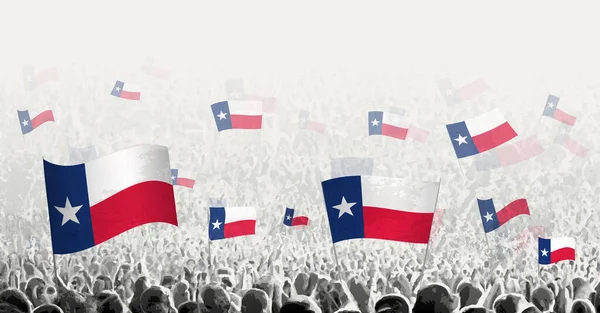 Multitud Abstracta Con Bandera Texas Protesta Popular Revolución Huelga Manifestación — Vector de stock
