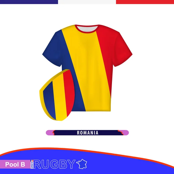 国旗を持つルーマニアのラグビージャージー — ストックベクタ