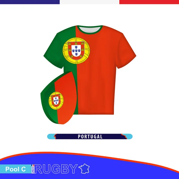 Camiseta Rugby Selección Portugal Con Bandera — Vector de stock