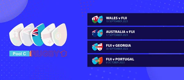 stock vector Fiji rugby national team schedule matches in group stage of international rugby competition.