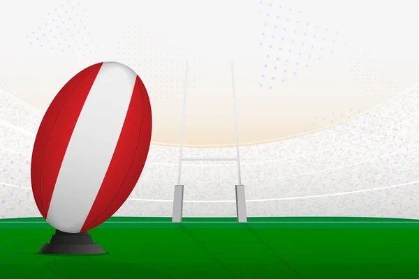 Rakousko Národní Tým Rugby Míč Ragby Stadionu Branky Příspěvky Příprava — Stockový vektor
