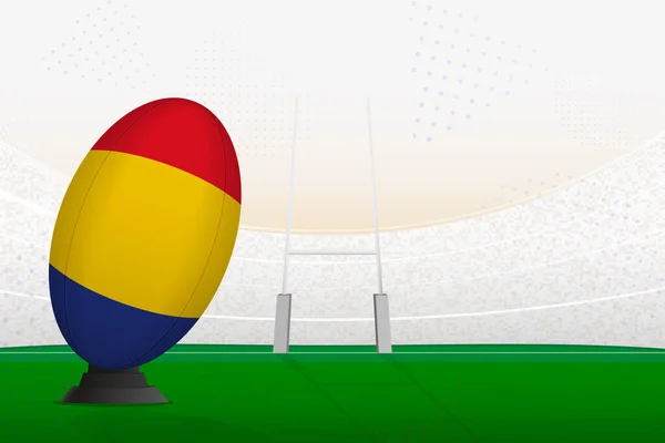 Rumunsko Národní Tým Rugby Míč Rugby Stadionu Branky Příspěvky Příprava — Stockový vektor