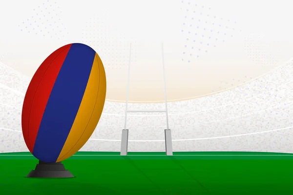 Arménie Národní Tým Rugby Míč Ragby Stadionu Branky Příspěvky Příprava — Stockový vektor